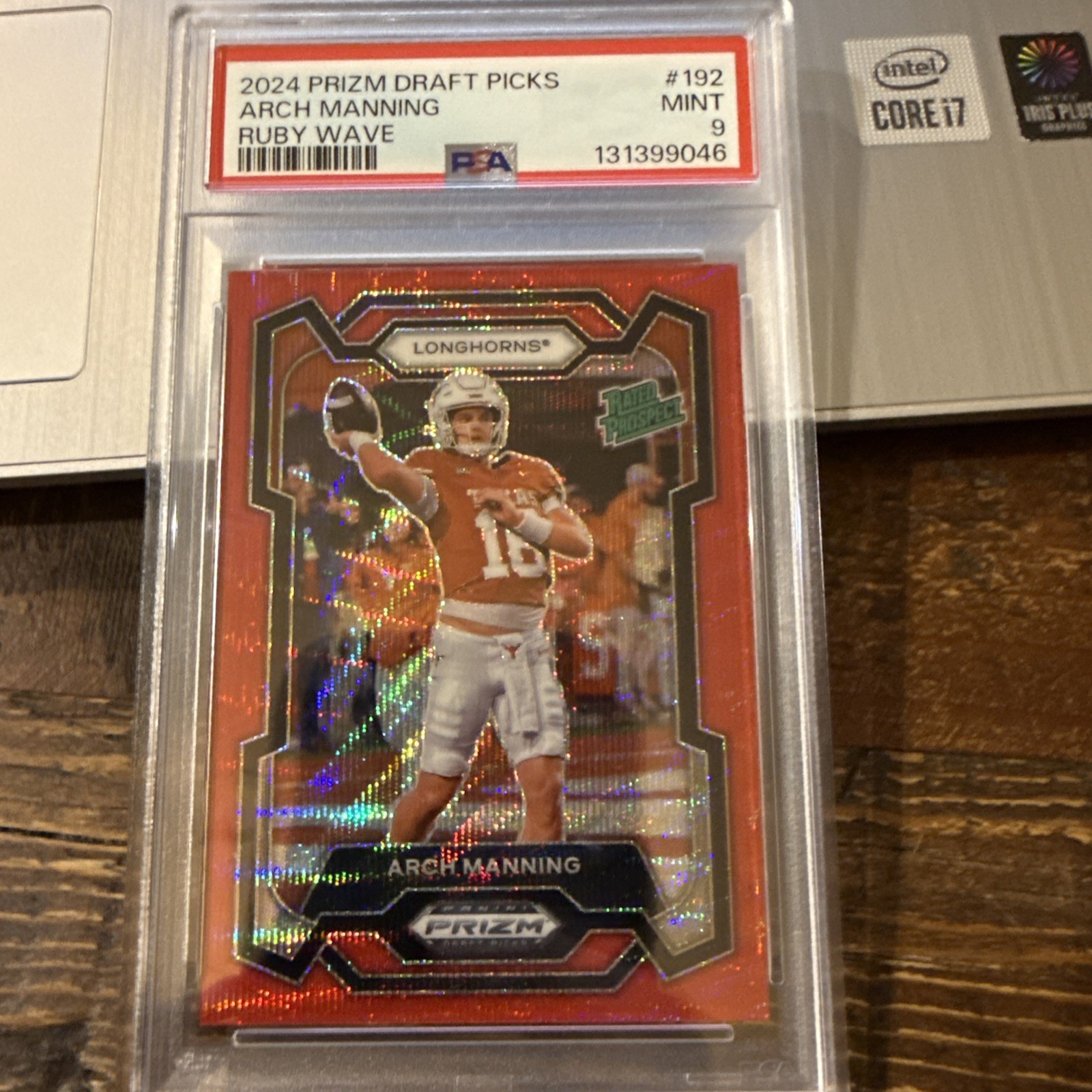2024 Panini Prizm Draft Arch Manning #192 Ruby Wave Prizm Rookie PSA 9