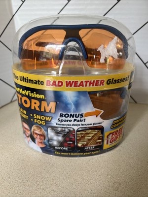 Battlevision Storm Rain Glare-Reduction Glasses BulbHead Bad Weather 2 Pair New