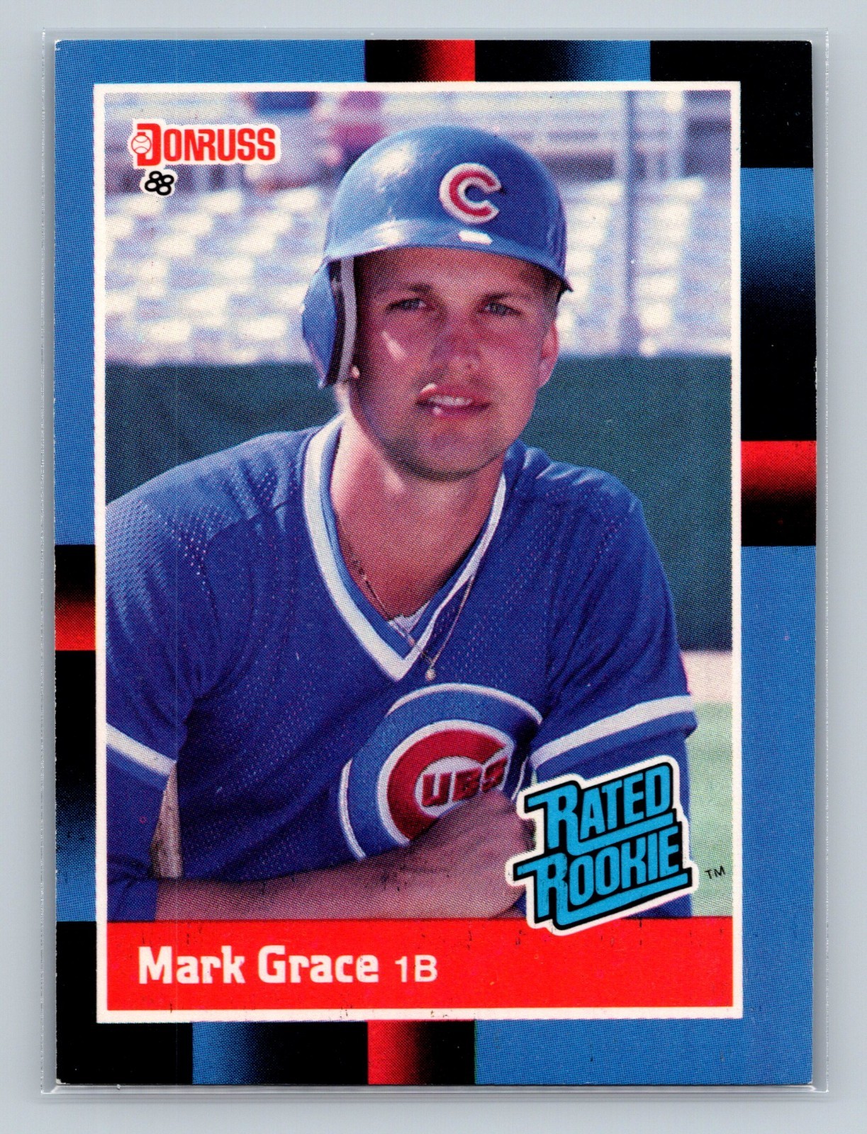 1988 Donruss - Rated Rookie Mark Grace #40 Last Line Begins with (159) (RC)