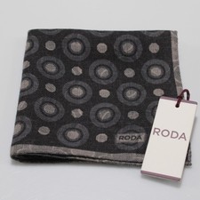 Roda NWT 100 Wool Pocket Square In Black Gray Geometric Print