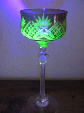 Römerglas Weinpokal Uran-Glas Hohl-Stiel,  Weinglas Kristall Überfang violett