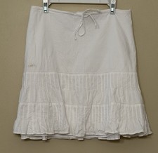 Abercrombie  Fitch White Tiered Cotton A-Line Skirt Sz M