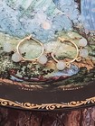Vintage 14k.Yellow Gold Jade Ball Dangle Hoop  Pierced Earrings 2.4 Grams — photo 8