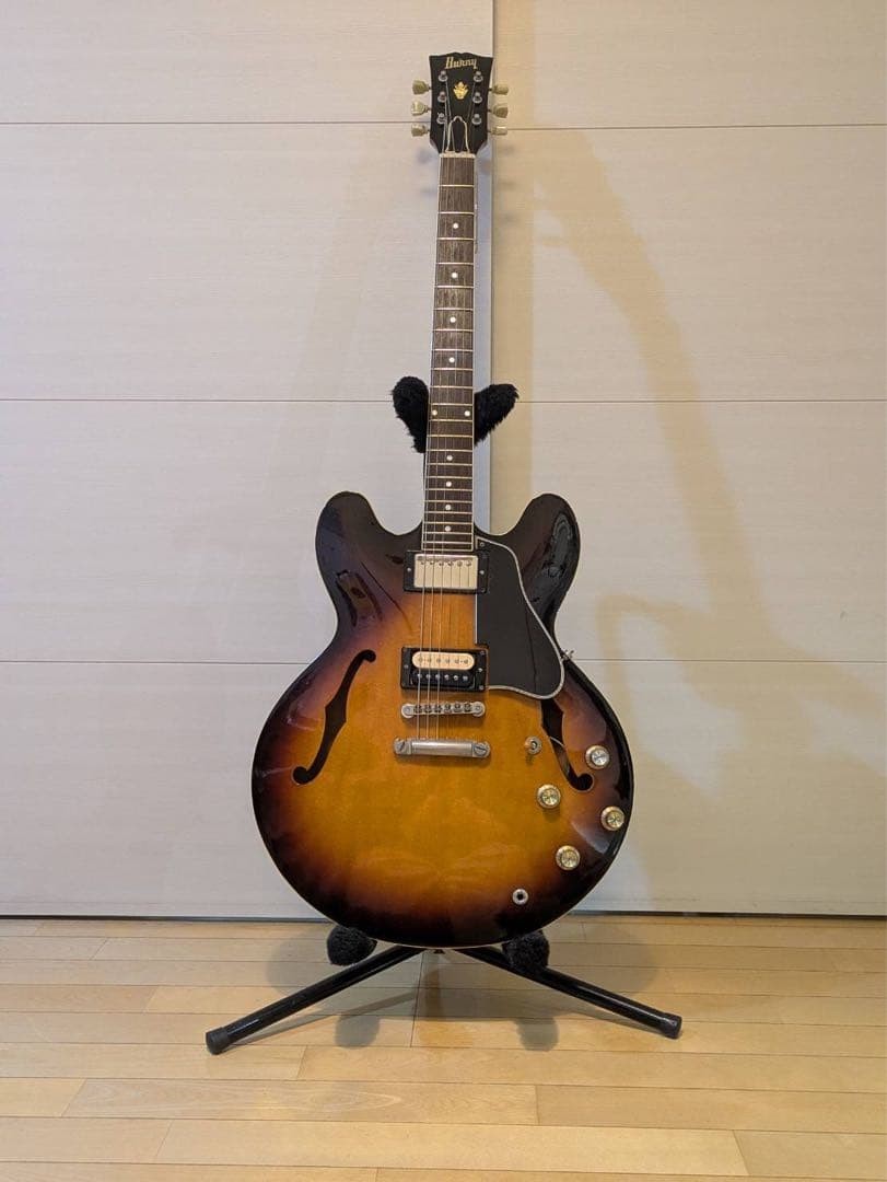 ギター Burny RSA-100 Semi-hollow body guitar Burny RSA-100 Semi-Hollow Sunburst Electric Guitar Used Shipping