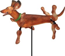 Spinner de viento giratorio DACHSHUND de 20" -- Estaca de patio -- Decoración de jardín