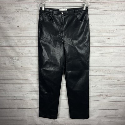 ARITZIA Wilfred The Melina Pant Vegan Leather Size 10 Black Straight Leg