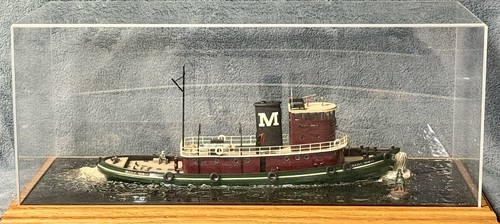 Julia C Moran Tugboat Diorama Signed 2000 Handmade Maritime Display