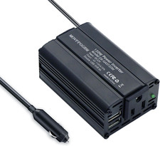 150W Power Inverter 12V DC to 110V AC Car Plug Adapter Outlet Converter with 2.4