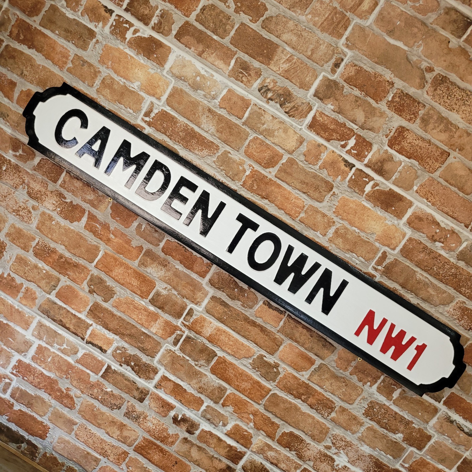 Letrero Camden Town de madera antiguo efecto hierro fundido imitación letrero de calle Londres
