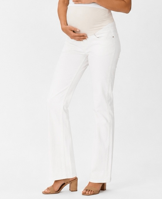 A Pea In the Pod maternity white kick crop jeans size large