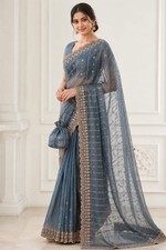 WEDDING DESIGNER BOLLYWOOD SAREE BLOUSE NEW SARI INDIAN PAKISTANI PARTY WEAR