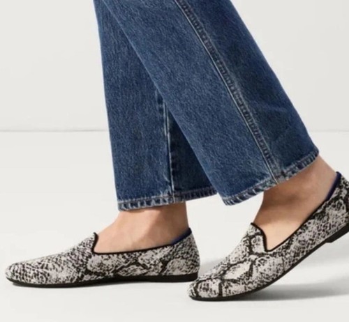 Rothy’s Rothys mandelförmige Zehenpartie Halbschuh Python schwarz weiß grau Größe 12 Schuhe flache Schuhe