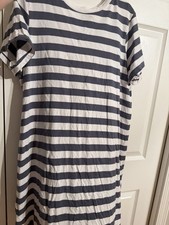 OLD NAVY T-Shirt Dress Crew Neck Short Sleeve Striped Blue/White L Tall