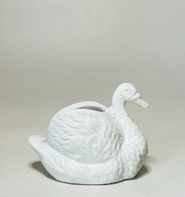 Antiker viktorianischer Parian Ware Biskuitporzellan weißer Schwan Zahnstocher Halter