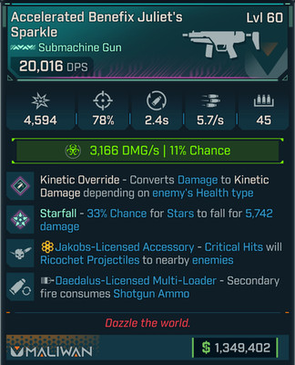 Borderlands 4 CORROSIVE JULIET'S SPARKLE SMG KINETIC OR JAKOBS SHOTGUN AMMO