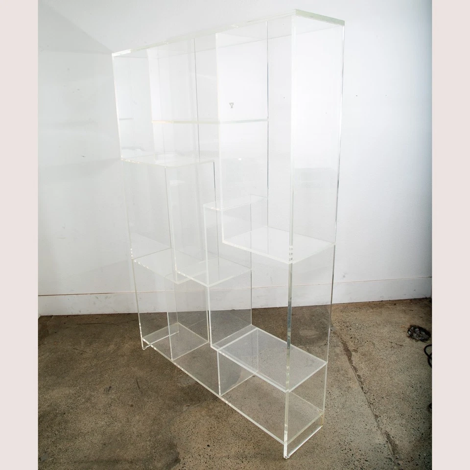 Expositor Acrílico Lucite Moderno Mediados de Siglo Vintage Estantería Translúcida Años 70 Mcm Foto 3 de 4