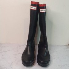 NEW HUNTER ARGYLE SCOTLAND TALL BLACK RUBBER WELLIES WELLINGTON BOOTS UK 7