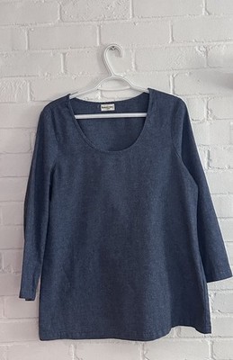 Bridge & Burn Women s Blue Size XL Long Sleeve Linen Cotton Top