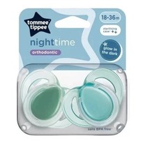 Tommee Tippee Night Time Orthodontic Soother 18-36m Twin Pack Green