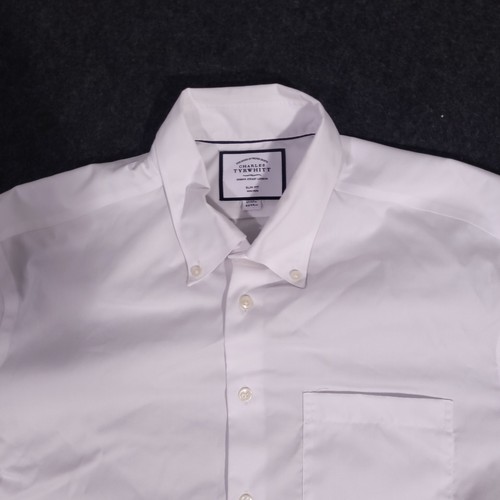 Charles Tyrwhitt Button Up Dress Shirt Men 17-37 Slim White Long Sleeve Non Iron - Picture 2 of 13