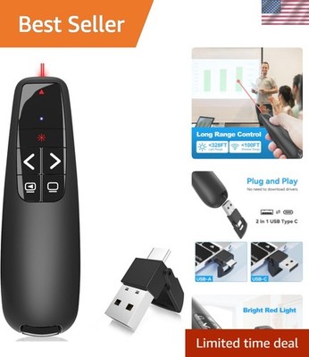 Professional Wireless Presenter Remote with Ergonomic Grip   Long Range Control