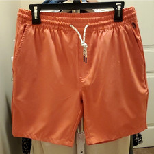 Departwest Mens Coral Orange Drawstring Lined Lightweight Shorts 7 Inch