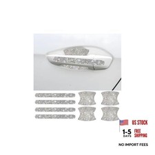 8PCS Bling Car Door Handle Protector, Shiny Crystal Rhinestone Vehicle White