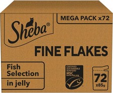SHEBA - Adult Wet Cat Food Pouches - 72 x 85 g - Fish Collection - Megapack 4.81 per kilo