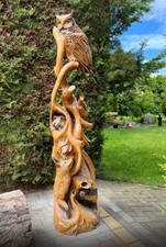 Große Holz Figur Garten Frühling Blumen Eule Eiche Deko Geschenk Geburtstag