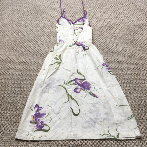 Vintage Paper Moon Dress Womens 5 White Purple Floral Cottagecore 70s - Picture 7 of 10