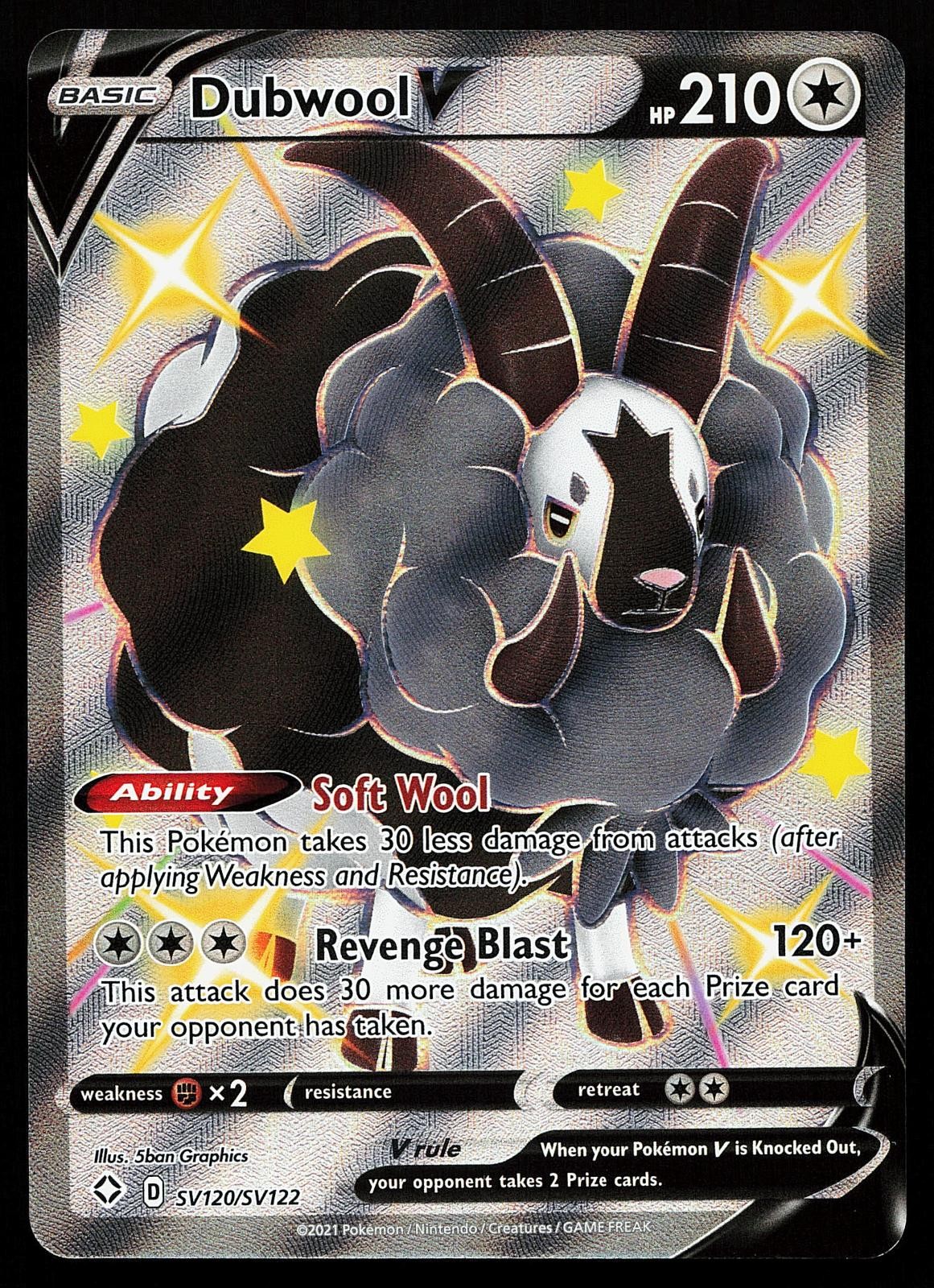 Dubwool V SV120/SV122 Holo Shining Fates Pokemon Card