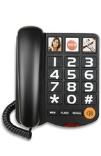 Sangyn Large Button Corded Landline Phone for Seniors Amplified Ringer Black