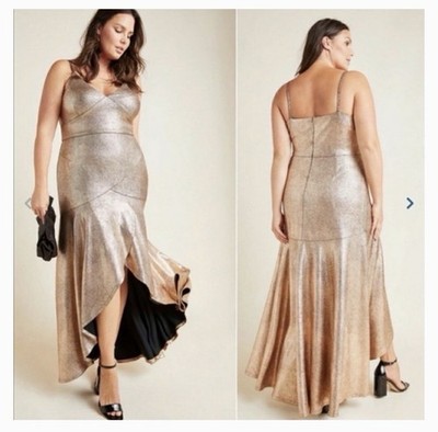 NWT Anthropologie Vicky Metallic Maxi Dress by Hutch Plus Size 20W  Flared Hem