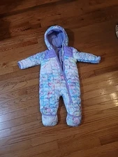 Snozu FLEECE LINED SUIT sz 18 Mo Baby Girls Hooded Bunting Outerwear Tie Dye