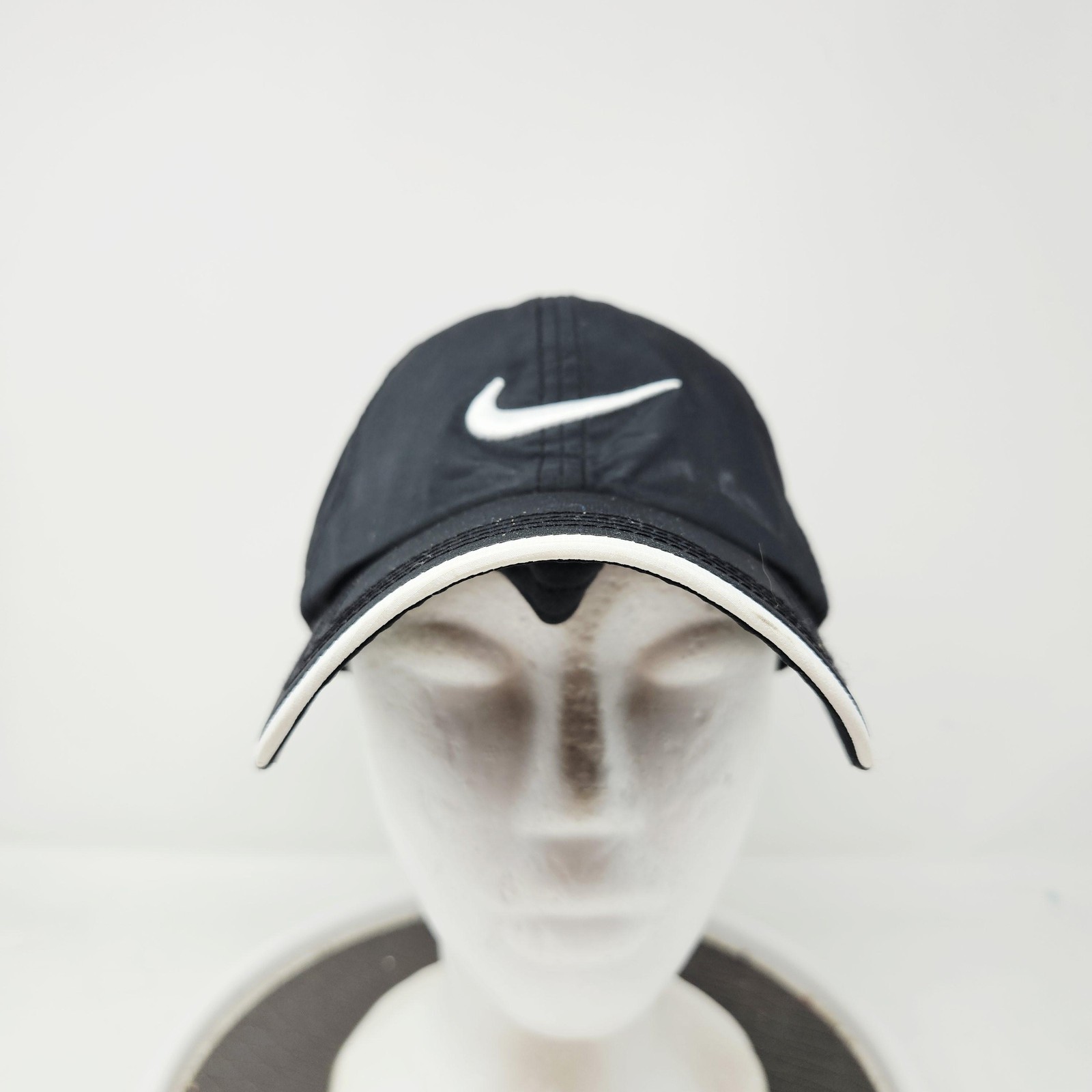 Nike Golf Black Adjustable Hat Cap Mens One Size Swoosh Logo Perforated Mesh