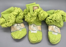 Vintage Frilly 90s Anklets Socks Girls 5-6 Double Ruffle Cuff USA Cotton Green