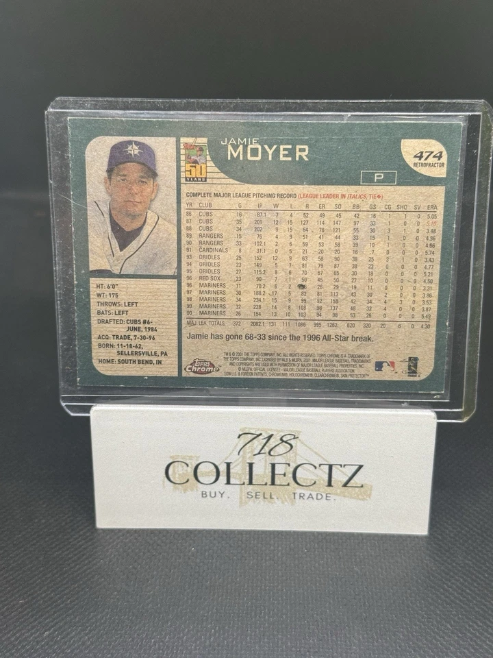 2001 Topps Chrome Jamie Moyer Gold Refractor #474 - Image 2 of 2