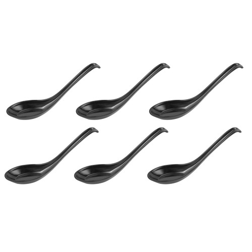 JapanBargain 4-Pack Japanese Soup Serving Spoons - Black & Red Melamine Spoons For Ramen, Pho - View #13