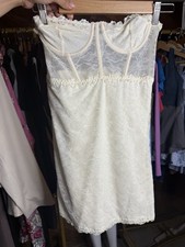 Forever 21 Women's Ivory Floral Lace Chemise Slip Sleeveless Size M