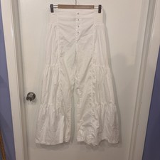 XCVI White Wide Leg Tiered Boho Pants Size Sm...
