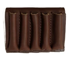 Real LEATHER RIFLE 5 CARTRIDGE CARRIER AMMO SLIDE FITS BOTH CAL 375 / 458 BRN