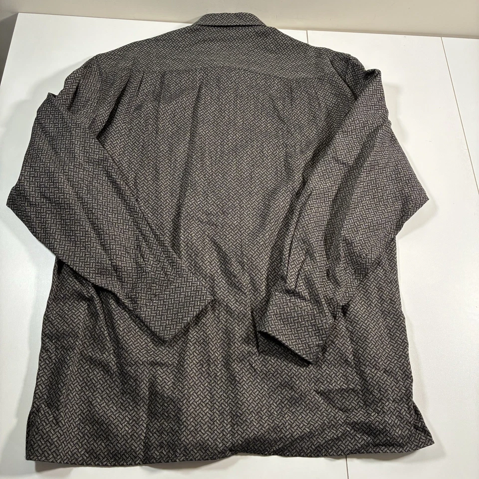 Camisa Ermenegildo Zegna Grande Abotonada Gris Lana Geométrica Nylon Viscosa Foto 4 de 4
