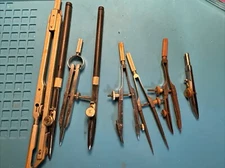 Vintage Lot Of 8 Dividers Drafting Tools See Pictures AS IS - Mostly Dietzgen