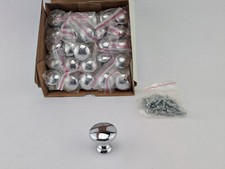 Box of 25 - Cabinet Drawer Knob Pull 1-1/4" - Solid Brass - Polished Chrome