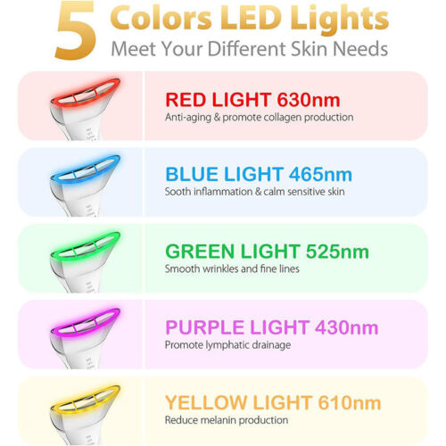 Facial Neck Massager 5 Colors LED Light Skin Care Anti-wrinkle Beauty Machine US - Picture 2 of 7