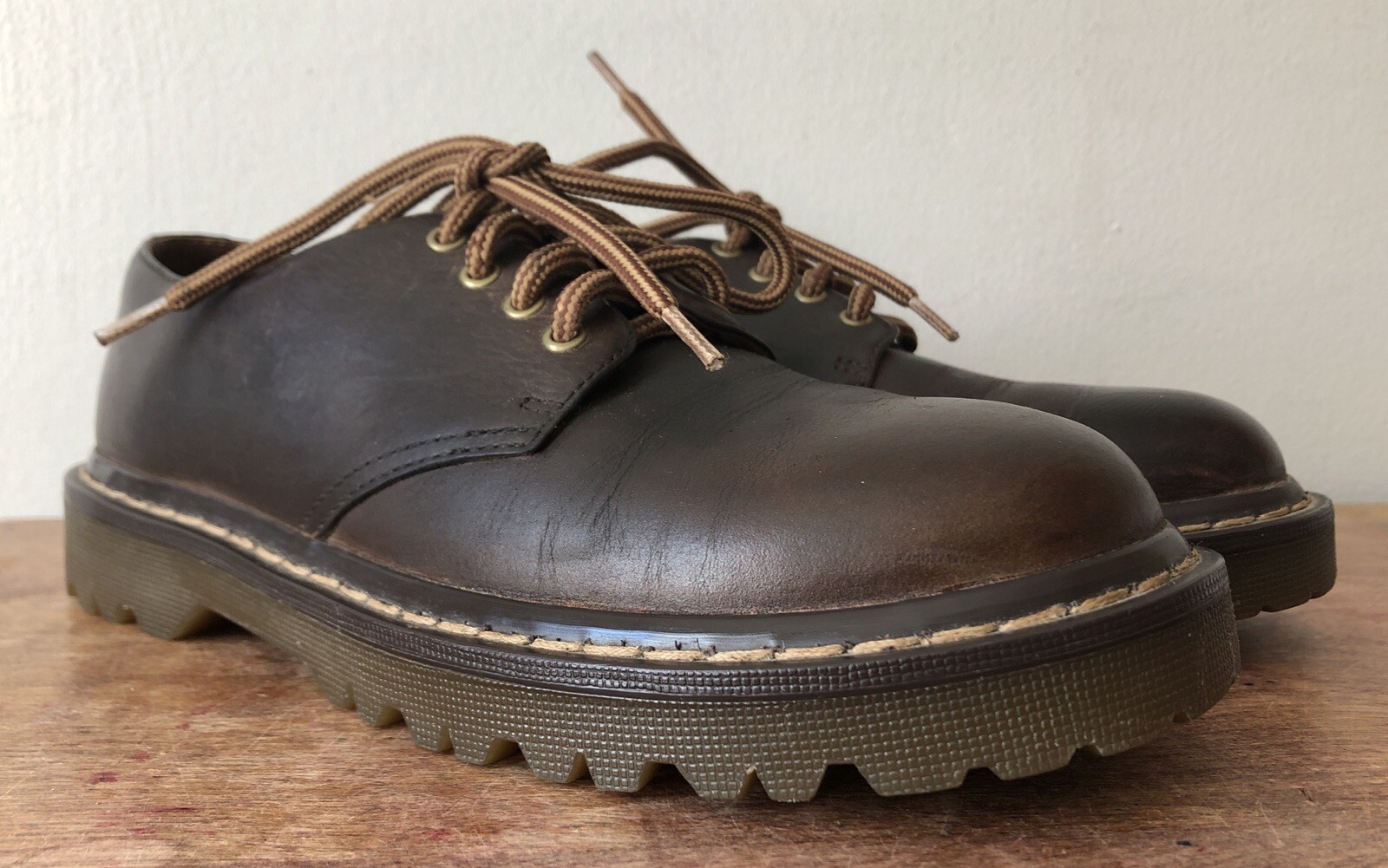 SAOLA Scarpe da donna Arizona Jeans taglia 8M Oxford in pelle marrone suola a strappo stile Y2K Doc