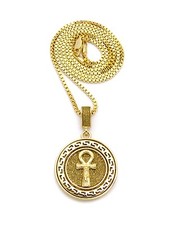 Glittered Egyptian Key of Life Ankh Pendant 24" Box Chain Necklace-4styles XTP22