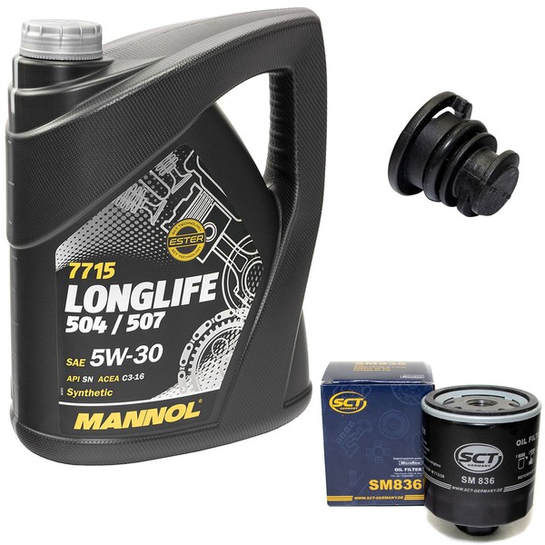 MotoröL ÖLfilter SM836 5W30 5 Liter + ÖLablassschraube FüR Skoda Superb II-image