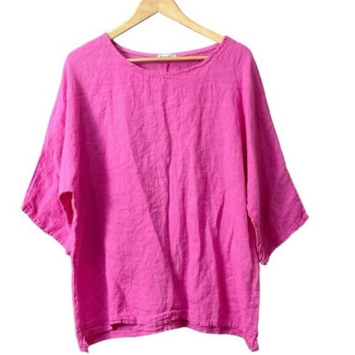 Italienische Damen Tunika Top Lagenlook Barbie Rosa Größe M/L