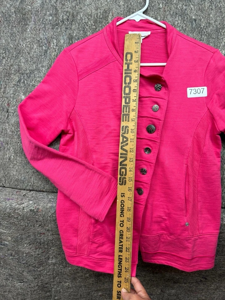 Jaqueta feminina Neon Buddha rosa botão para baixo 100% algodão tamanho XS - Imagem 3 de 4
